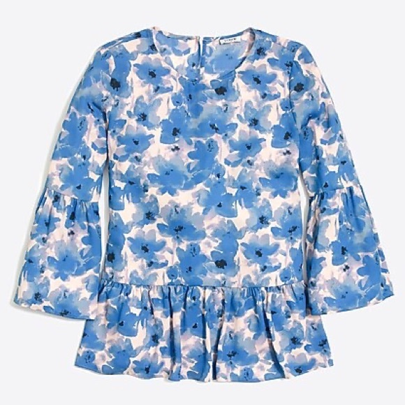 J. Crew Printed Floral Bell Sleeve Top - Picture 2 of 8